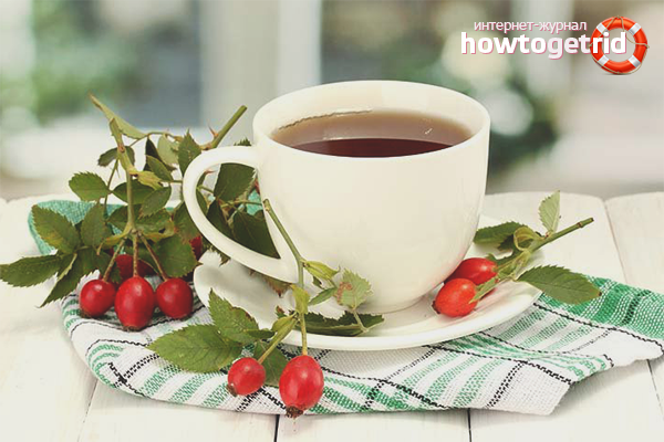 Dried rosehip tea for bowel cleansing